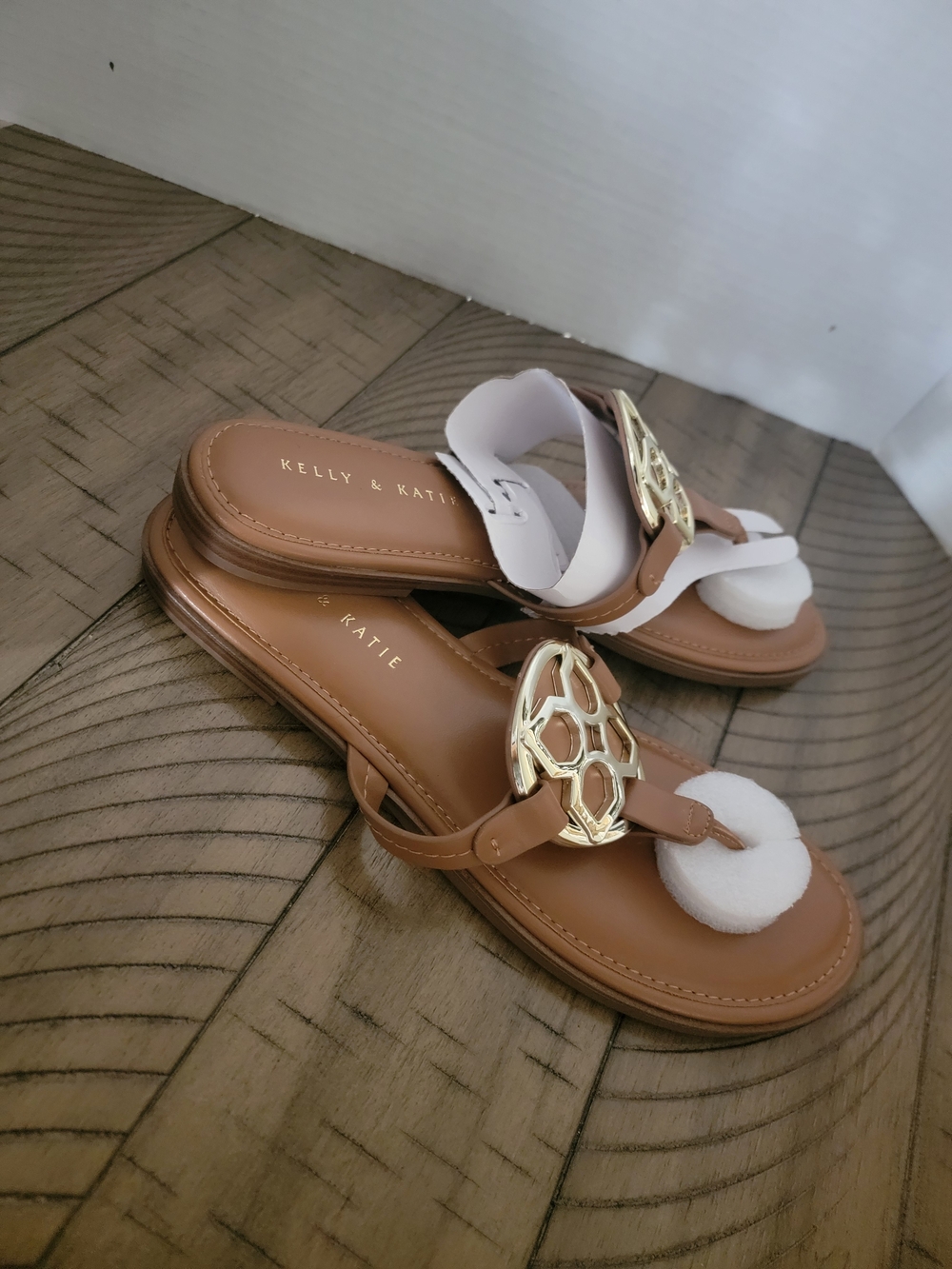 Kelly & Katie Women's Tan Sandals with Gold Accent